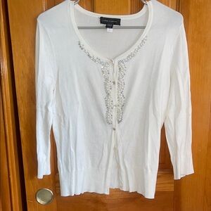 Cable & Gauge Cream Embellished Blouse with Buttoned Front